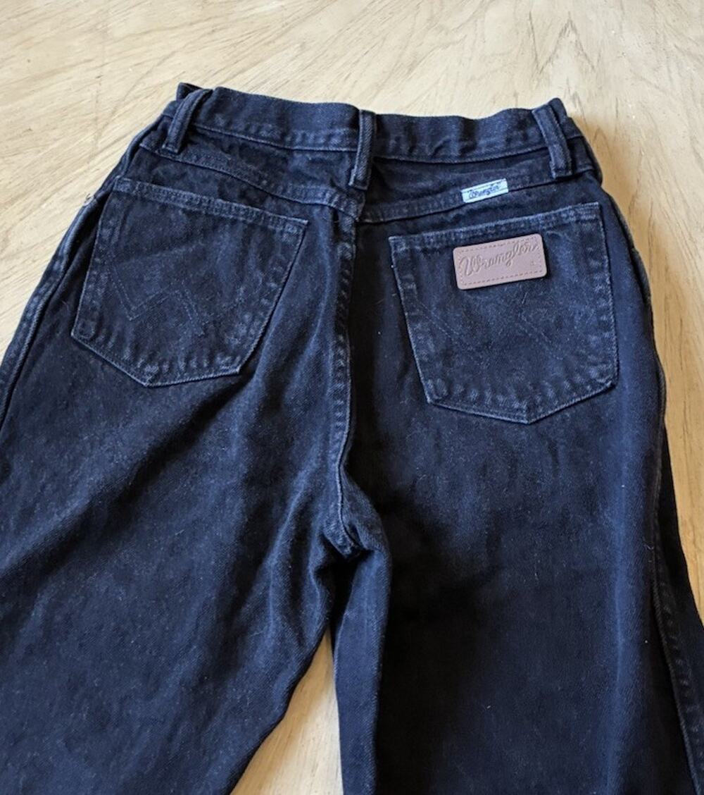 VTG 80s Black Wrangler Jeans Womens 26x32 Cowboy Cut Rodeo Western USA sz 4